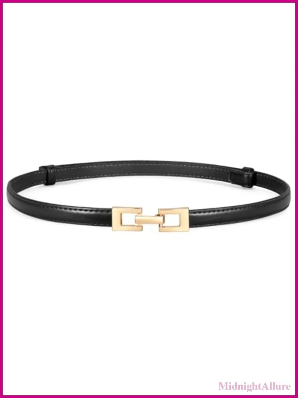Women's Faux Leather Skinny Belt Adjustable Slide Buckle Slim Waist Belt for